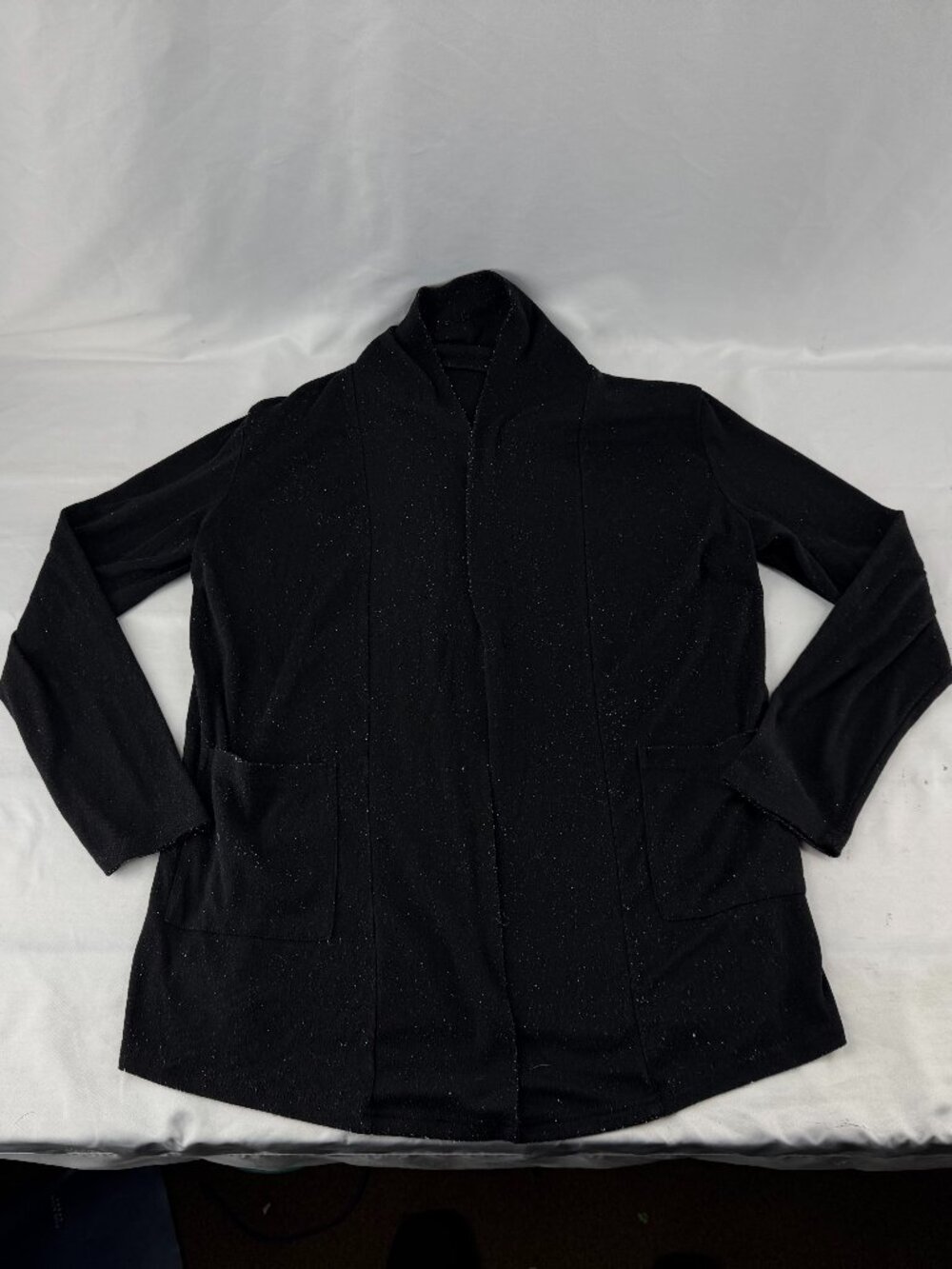 Abercrombie & Fitch Black Shimmer Open Front Cardigan Pocket Sweater XL
